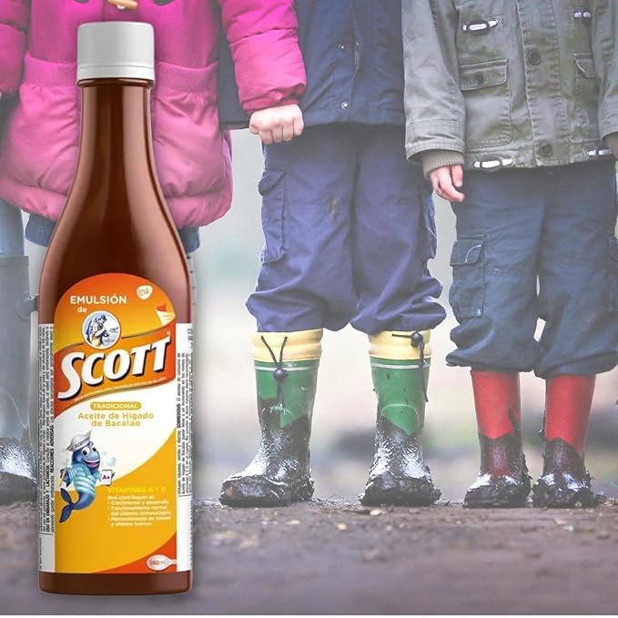 Scott’s Emulsion Cod Liver Oil Traditional Flavor – Pack of 2 x 6.1 fl oz (180 ml) – Liquid Cod Liver Oil with Vitamins A &amp D and Calcium