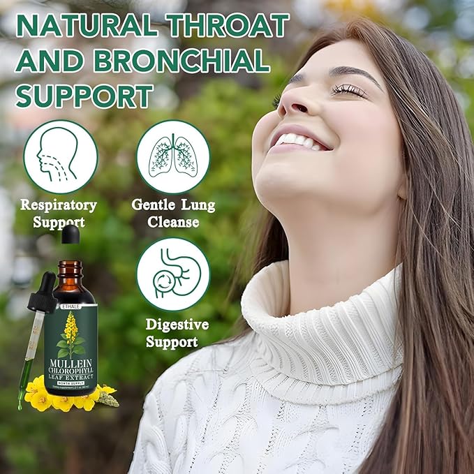 ETHALE Mullein Drops for Lungs Mullein + Chlorophyll Lung Drops Mullein Leaf Extract with ChlorophyllMullein Leaf Extract for Lung Cleanse and Respiratory Support (2)