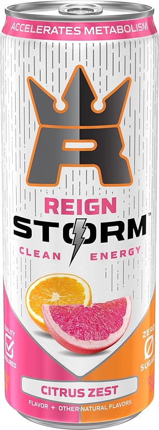 REIGN Storm Citrus Zest Fitness &amp Wellness Energy Drink 12 Fl Oz | Pack of 12