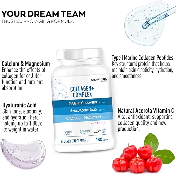 Granions Collagen Complex Calcium Magnesium and Collagen Hyaluronic Complex Wellness &amp Beauty Bundle