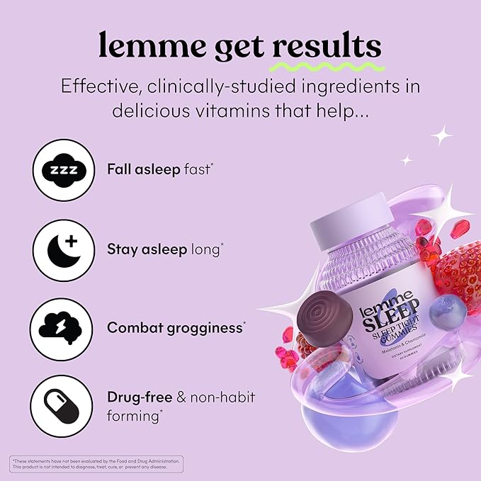 Lemme Sleep &amp Purr Bundle - Sleep Gummies a Drug-Free Nighttime Aid &amp Purr Vaginal Probiotic Gummies for Women - Gluten Free Gelatin Free Non-GMO - 60 Count Each