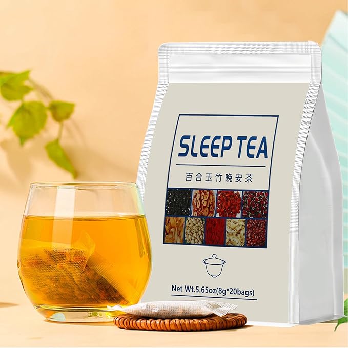 Sleep Herbal Tea - Night Time Tea for Bedtime - 20 Tea Bags with Mulberry Red Date Gardenia Red Rose Jade Bamboo Lotus Seed Goji Berry Lily Semen Ziziphi - Natural Night Sleeping Tea