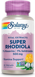 Solaray Super Rhodiola 500mg - Rhodiola Rosea Root Extract Supplement Adaptogenic Herb Support for Focus Stress and Energy Vegan Pills Non-GMO - 60 Vegetarian Capsules