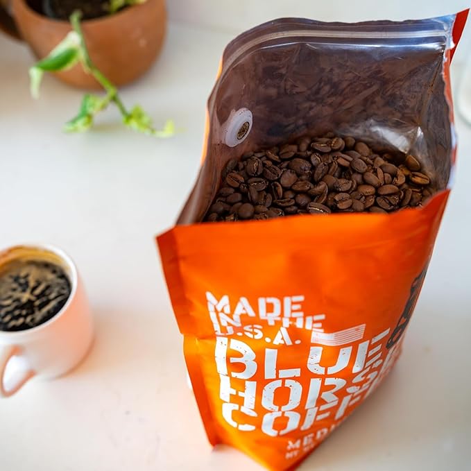 Blue Horse 'Gentle Giant' Hawaiian Roast Arabica Whole Beans Blend (20% Kona) Medium Roast 2.2 Lbs (35 oz)