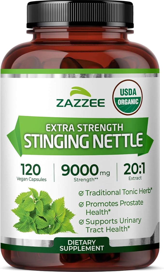 Zazzee USDA Organic Stinging Nettle Leaf 20:1 Extract 120 Vegan Capsules 4 Month Supply Urtica Dioica Respiratory Immune &amp Seasonal Wellness Support Organic Herbal Supplement Made in the US