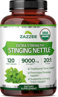 Zazzee USDA Organic Stinging Nettle Leaf 20:1 Extract 120 Vegan Capsules 4 Month Supply Urtica Dioica Respiratory Immune &amp Seasonal Wellness Support Organic Herbal Supplement Made in the US