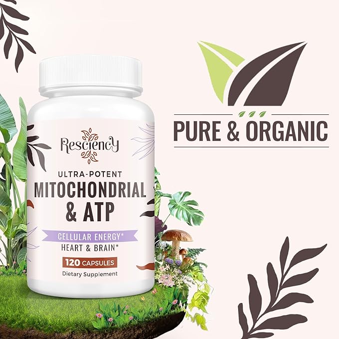 Resciency 2326 MG Mitochondrial Supplements with ATP Vitamins CoQ10 &amp PQQ More Effective Than Creatine HMB &amp Nitric Oxide Energy Endurance Strength Recovery &amp Muscle Organic 120 C