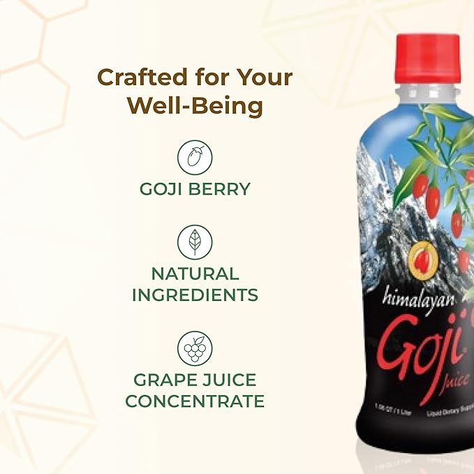 Youngevity Himalayan Goji Berry Juice – Premium Quality 100% Natural Goji Juice – Vitamin and Antioxidant Rich Superfruit Supplement – No Added Sugar Flavours Additives (1 Liter) (Pack of 1)