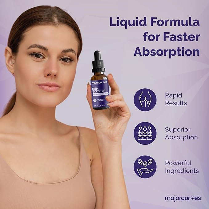 Butt Enhancement Drops - Premium Booty Building Supplements Bigger Butt Pills for Women Featuring Aguaje and Maca Extract - Fast-Acting Liquid for Fuller Lifted Toned Appearance
