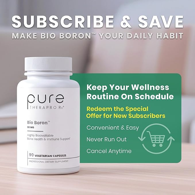 Pure TheraPro Rx Bio Boron 30mg/Capsule 90 Capsules Bororganic Glycine Boron Supplements for Men &amp Women Vegan Mineral Supplements for Bones Cardiovascular Function &amp Immunity Support