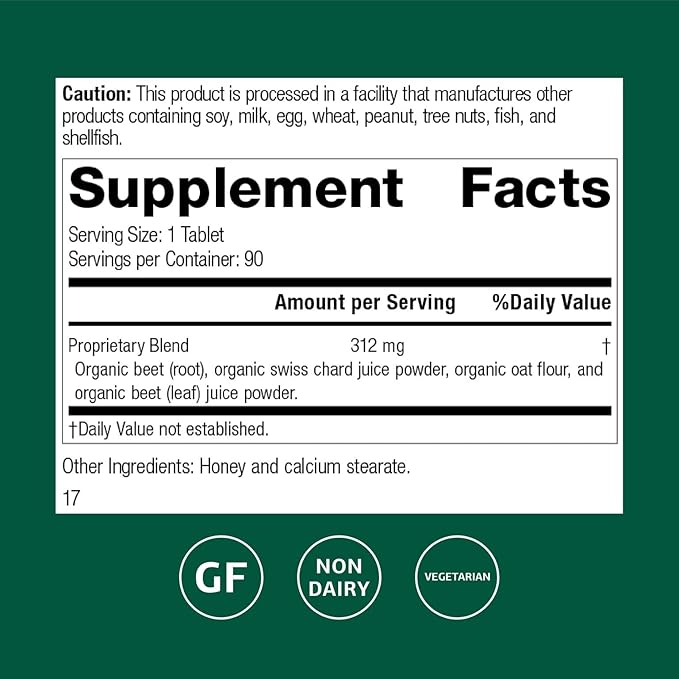 Standard Process Betafood - Supports Digestion &amp Intestinal Function with Beets - Aids a Healthy Heart &amp Liver Health - Gluten-Free Non-Dairy &amp Non-Soy - 90 Tablets (90 Servings)