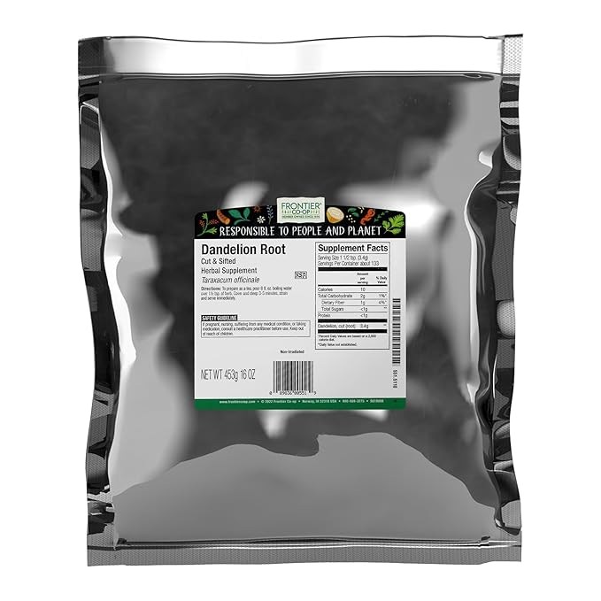 Frontier Co-op Cut &amp Sifted Dandelion Root Bulk Bag - Caffeine-Free Coffee Alternative Perfect for Making Dandelion Root Tea Powder &amp Capsules | 16 Ounce (Pack of 1)