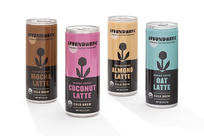 Groundwork Organic Coffee - Coconut Cold Brew Latte - 8 Fl Oz Cans (12 Pack)