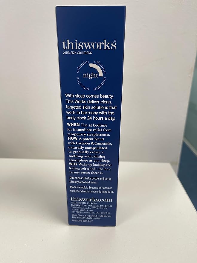 THISWORKS sleep plus pillow spray Fast-Acting Natural Rest with with Essential Oils of Lavender Vetivert and Camomile 100ml 3.3 fl oz