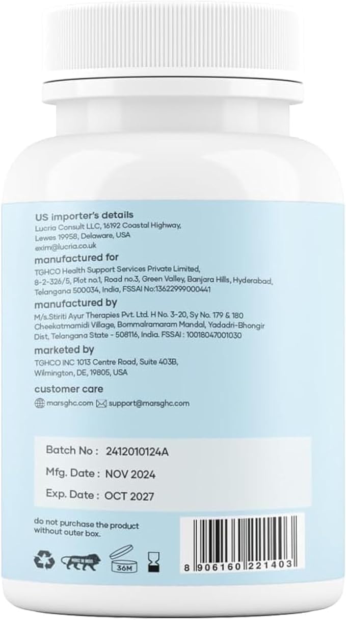 mars by GHC Alizenol Capsules Powered by Tongkat Ali Moringa Lions Mane | Pack of 1 | 60 Capsules