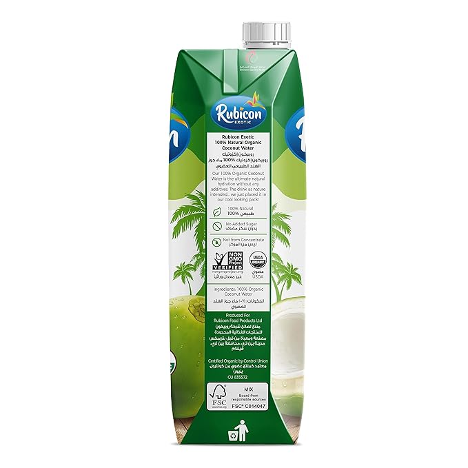 Rubicon 100% Natural Organic Coconut Water- Pack of 2 (1L)