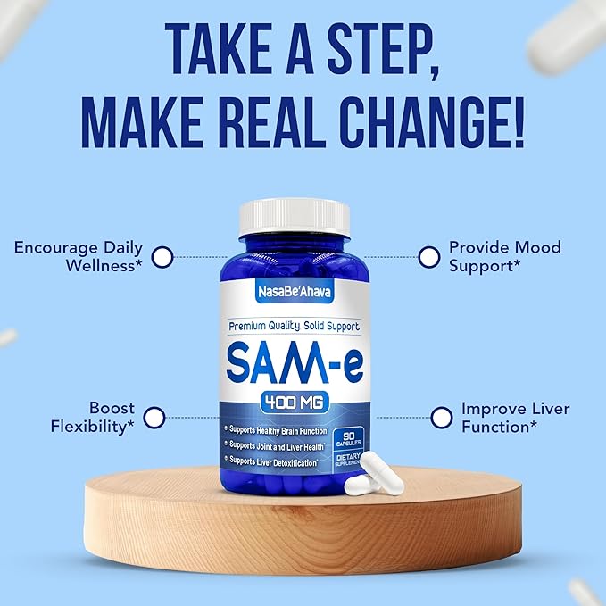 SAM-E Supplement 400mg | Easy Absorption S-Adenosyl-L-Methionine SAM-e 400mg for Bone and Mood Support Supplement | Made in The USA Non-GMO and Gluten Free (90 Day Supply)