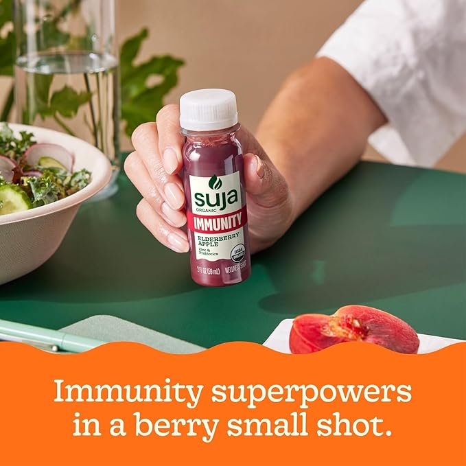 Organic Elderberry Immunity Shots with Turmeric &amp Ginger – 20-Pack | Cold-Pressed Functional Shots for Immune Support Live Probiotics Plant-Based Gluten-Free (2 Fl Oz)