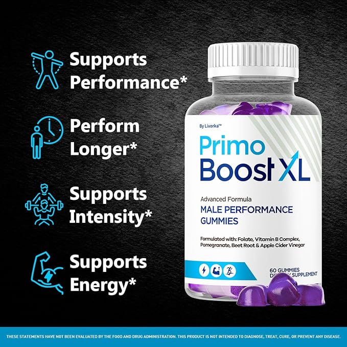 (2 Pack) Primo Boost XL Gummies - Official PrimoBoost XL Advanced Premium Supplement for Men Support - Maximum Strength Natural Primo BoostXL for Overall Health &amp Wellness 120 Gummies for 2 Mont