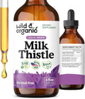 Wild &amp Organic Milk Thistle Liquid Drops - Liver Cleanse Detox - Silymarin Milk Thistle Supplement for Liver Support - Silybum Marianum Seed Extract Tincture - Vegan Sugar &amp Alcohol-Free - 4