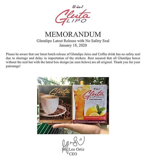 2 Boxes GlutaLipo Coffee 12-in-1 (20 Sachets)