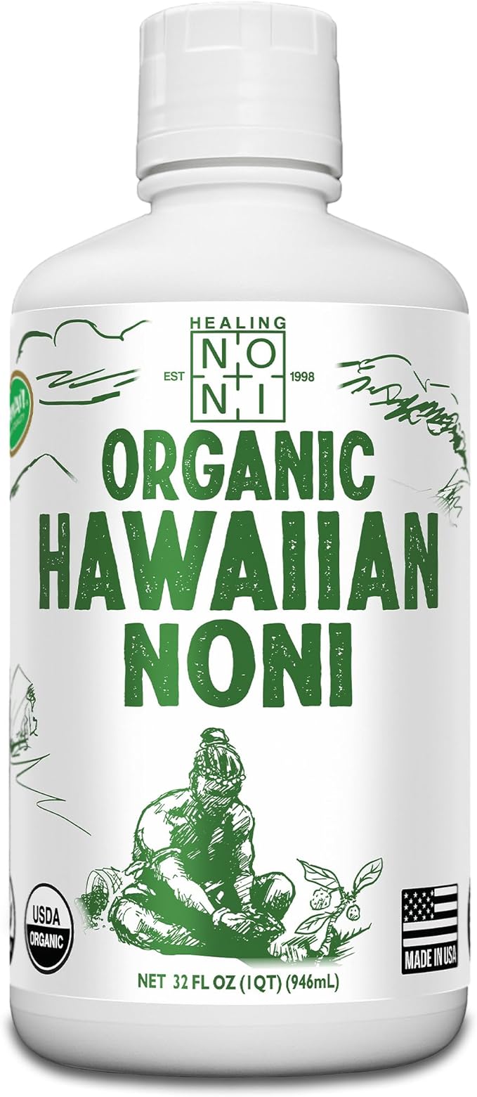 Healing Noni - 1-Pack Plastic Bottle 32oz - 100% Pure Hawaiian Organic Noni Juice - USDA Certified Organic