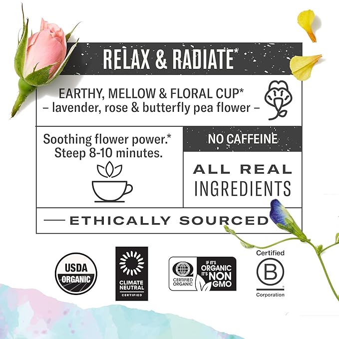 Numi Organic Damiana Relax Herbal Tea – 48 Herbal Tea Bags – Calming Damiana Blend for Gentle Relaxation Emotional Ease &amp Stress Relief