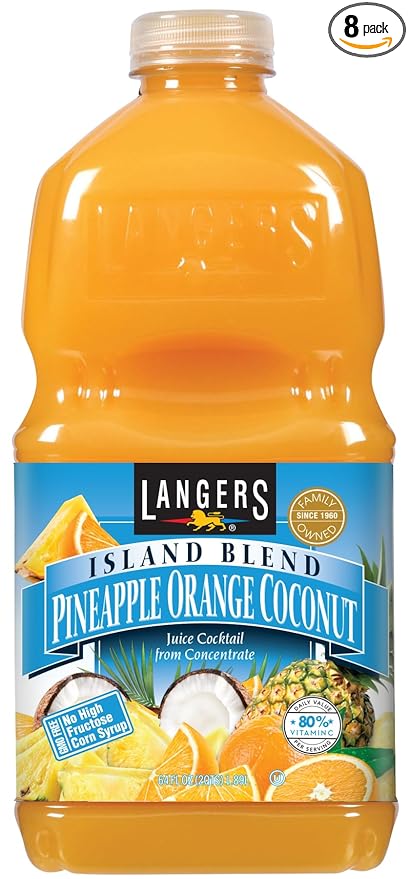 Langers Island Blend Juice Cocktail Pineapple Orange Coconut 64 Fl Oz (Pack of 8)