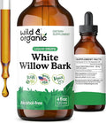 Wild &amp Organic White Willow Bark Tincture - Liquid Supplement for Overall Support - Alcohol &amp Sugar-Free White Willow Extract Drops - Salix Alba Bark - Vegan No Additives - 4 fl oz