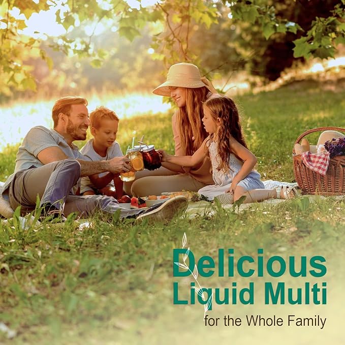 Vital Earth Minerals Super Multi – Liquid Multivitamins for Women Men &amp Kids Liquid Vitamins with Fulvic Acid for Better Absorption MTHFR Support 32 Oz + 1 Oz Cup