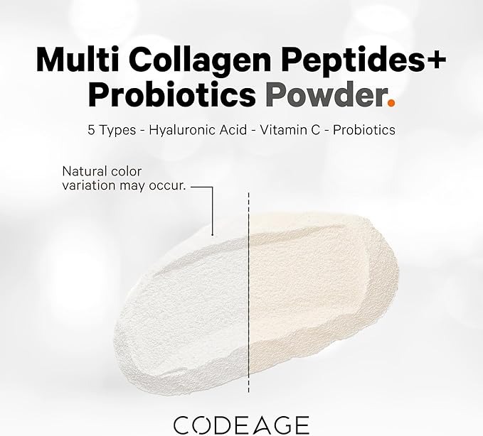 Codeage Multi Collagen Peptides Powder + Probiotics Black Edition Vitamin C Hyaluronic Acid Powder Supplement Grass-Fed Hydrolyzed Zero Carbs Type I II III V &amp X Unflavored 10.58oz