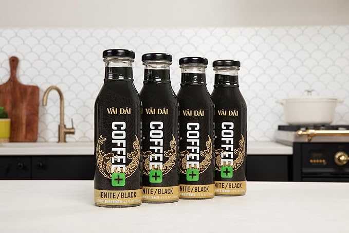 Vai Dai Coffee Black 12-pack 12 Fl Oz - Lightly Sweetened Ready-to-Drink Functional Adaptogens &amp Nootropics for Energy Focus &amp Mental Clarity with Lion’s Mane Ashwagandha Mushrooms &amp