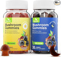 Mushroom Gummies Supplement for Sleep and Energy with Ashwagandha &amp Lion's Mane Day &amp Night RoutineElderberry Flavor No Sugar (30-Day Supply)