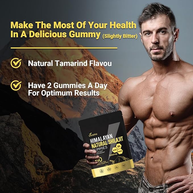 VivoNu Pure Himalayan Shilajit Gummies micronutrient Supplement Himalayan Premium Ingredient with Shilajit - Ashwagandha Gokshura Fulvic Acid &amp 85+ Trace Minerals I for Men Women I Non-GMO