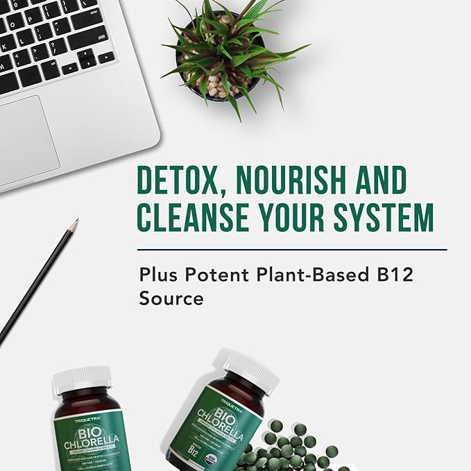 Organic Chlorella: 3 Organic Certifications – Broken Cell Wall Form Blue Green Algae - Raw Sun-Grown Non-Irradiated Maximum Nutrient &amp CGF (Chlorella Growth Factor) Levels - (120 Tablets)