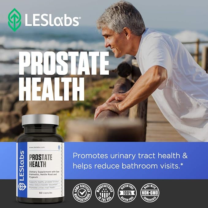 LES Labs Prostate Health – Prostate Support Urinary Tract Health Fewer Bathroom Visits &amp Improved Sleep – Saw Palmetto Pygeum Beta Sitosterol &amp Nettle Root – Non-GMO Supplement – 60 Capsul