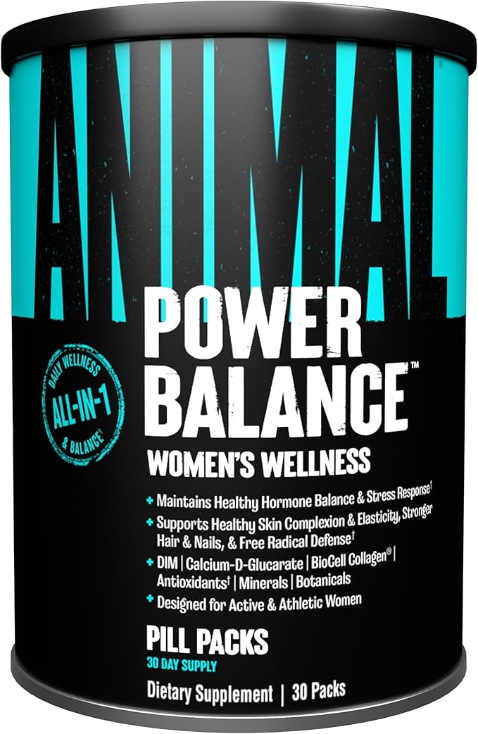 Animal Power Balance – Women's Alpha F Comprehensive Formula – Supports Hormonal Balance Complexion Hair Nails Mood and Stress Intestinal Health &amp Bone and Joint Health – 30 Packs