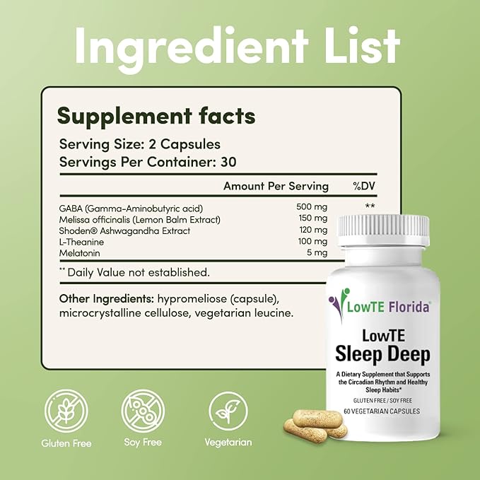 Sleep Deep - 60 Capsules I Sleep Supplement with Melatonin 5mg Ashwagandha GABA Lemon Balm Extract &amp l Theanine Sleep Aid for Healthy Circadian Rhythms