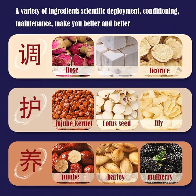 Lingyunxi Sour Jujube Kernel Tea Lily Good Night Tea Help Sleep Sour Jujube Kernel Lily Chinese Herbal Tea Relaxing Happy Mood 酸枣仁茶 酸枣仁百合茶 助睡眠 放松心情 300g/10.6oz