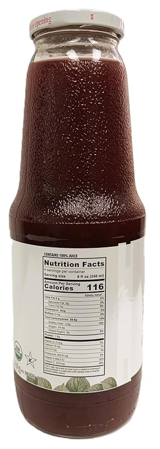 Anna and Sarah 33.8 Oz Organic Tart Plum Juice - Glass Bottle (6 Pack) No Sugar Added No Artificial Colors No Preservatives No Flavors AddedNOT from Concentrate