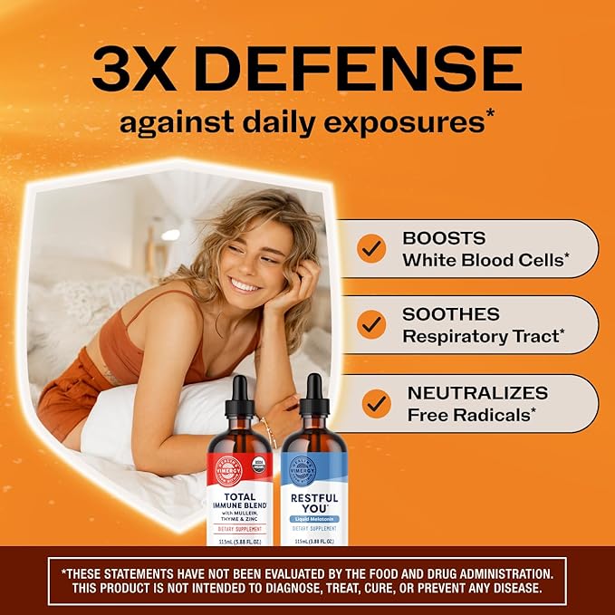 Vimergy Nighttime Fortifier Kit* - 2500 mcg Zinc 5000 mcg Melatonin 130mg Mullein Extract 70 mg Thyme Extract. Repairs rebuilds &amp renews Immune Cells During Sleep. Vegan Gluten-Free Kosher