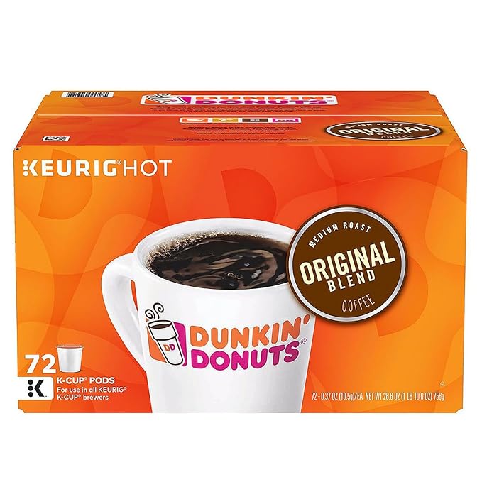 Dunkin' Donuts Original Blend Coffee K-Cup Pods Box of 72 Count