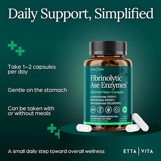 Potent Lumbrokinase Supplement (120 Servings) 40mg/Serving (Max Activity - 800000 Units) - Lumbrokinase Enzymes Capsules for Energy Support Digestion Cognition &amp Gut Health - Similar to Nattoki