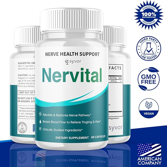 (3 Pack) Nervital Capsules Official Nervital Supplement Pills with All Natural Ingredients Advanced Formula for Optimal Health &amp Nerve Support with Premium Vitamins for Women &amp Men (180 Caps