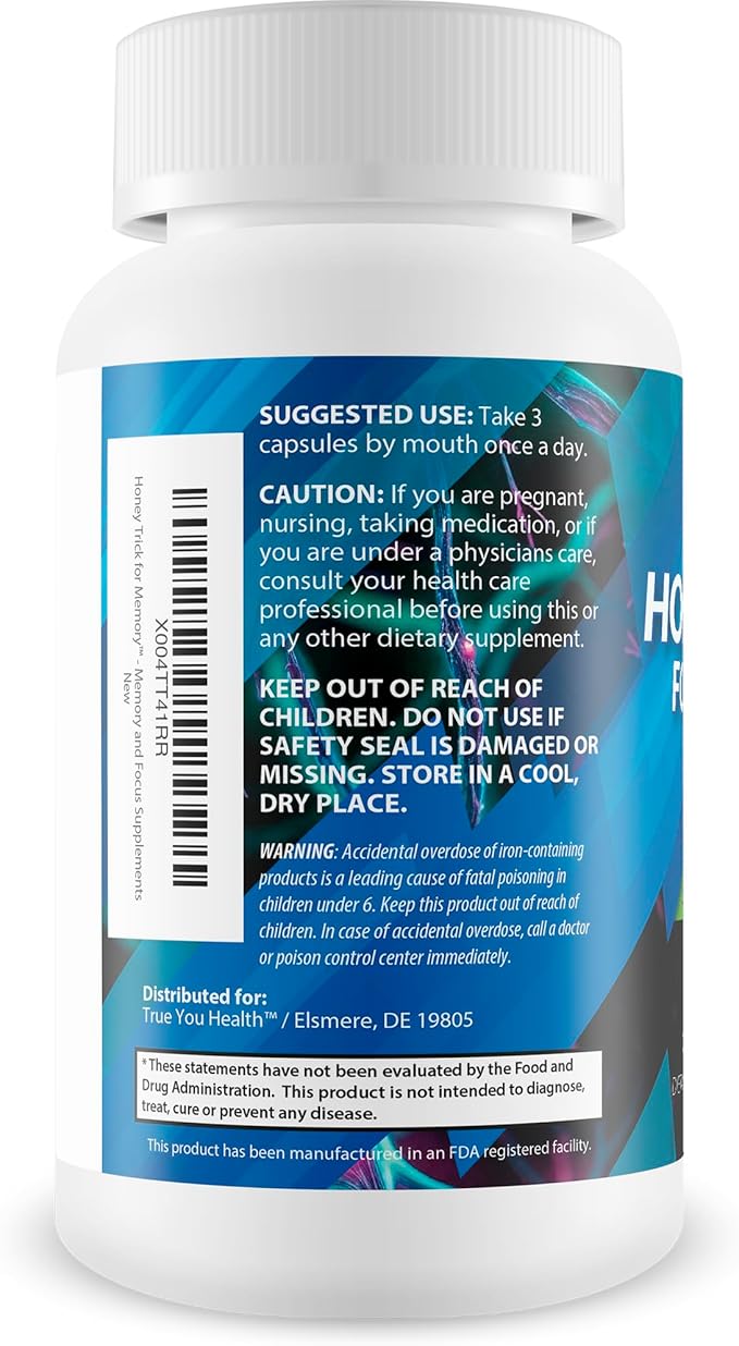 Honey Trick - Our Best Blood Flow Vision &amp Memory Supplement for Brain - Nervous System Support - Blood Balance Supplement - Japanese Capsaicin Honey Boost XL Nootropics Brain Support