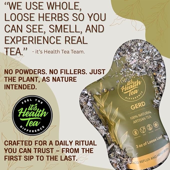 GERD Relief Herbal Tea: 8-Digestive Herb Blend Natural Acid Reflux &amp Heartburn Aid Pre/Post Meal Support 3oz with 35 Bags