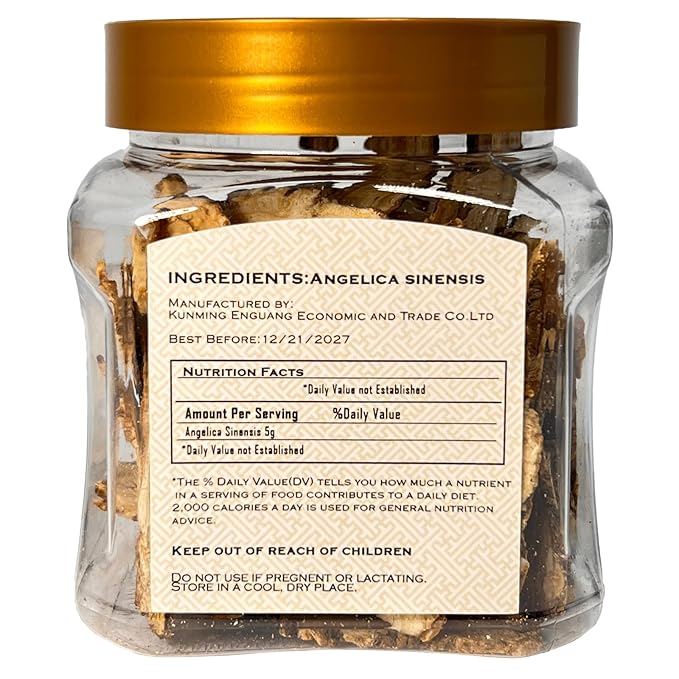 Dang Gui Tea Angelica Root Slices 5.3oz/150g Chinese Dried Angelica Sinensis Dong Quai Natural Herbal Tea 当归片