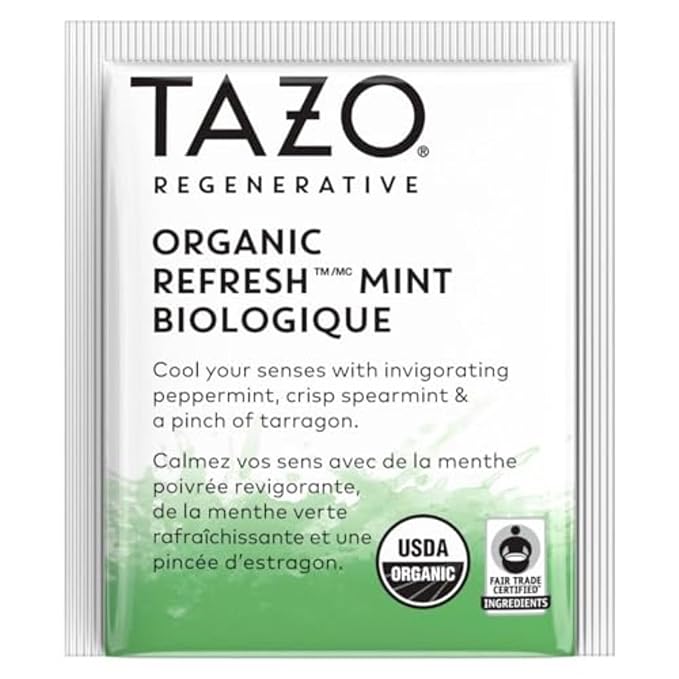 TAZO Refresh Mint Herbal Tea Bags with Peppermint and Spearmint Caffeine Free 96 Total Tea Bags (16ct - Pack of 6)