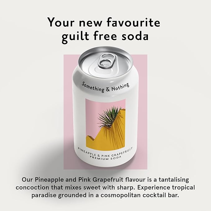 Something &amp Nothing Pineapple &amp Pink Grapefruit Flavoured Sparkling Water | Lightly Carbonated Full Flavoured with Grape &amp Lemon Juice | Vegan &amp Low Calorie Soda | 12 Fl Oz Cans (Pack