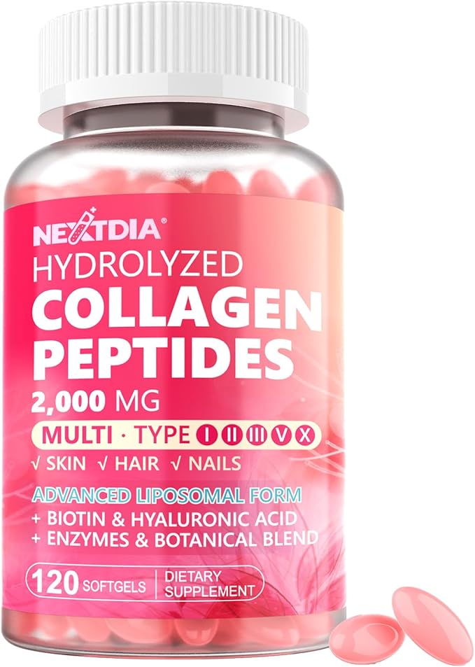 Hydrolyzed Collagen Peptides Pills for Women 2000mg Liposomal Form Type I II III V X for Optimal Absorption Multi Collagen Softgels Collagen Supplements with Hair Skin &amp Nails Vitamins 120